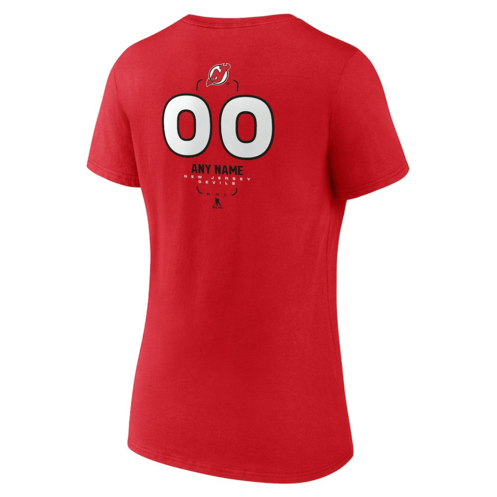 New Jersey Devils Women's Personalized Name & Number Midfielder V-Neck T-Shirt - Red | US 202441195