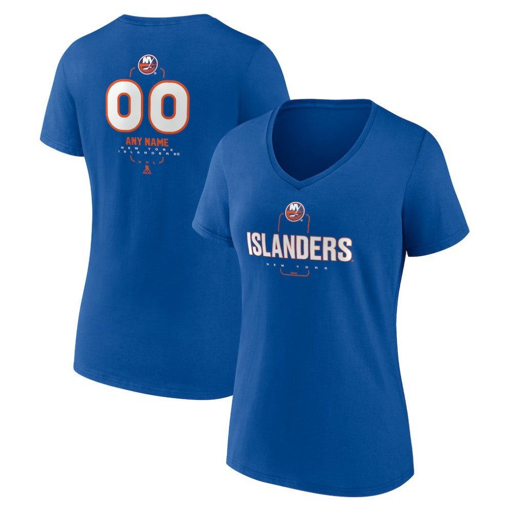 New York Islanders Women's Personalized Name & Number Midfielder V-Neck T-Shirt - Royal | US 202441200