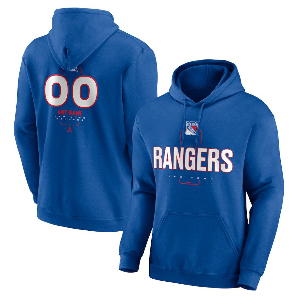 New York Rangers Personalized Name & Number Midfielder Pullover Hoodie - Blue | US 202441202