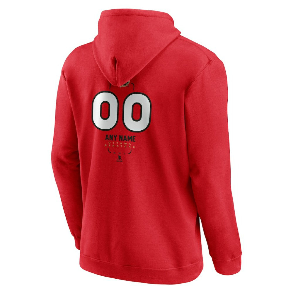 Ottawa Senators Personalized Name & Number Midfielder Pullover Hoodie - Red | US 202441207