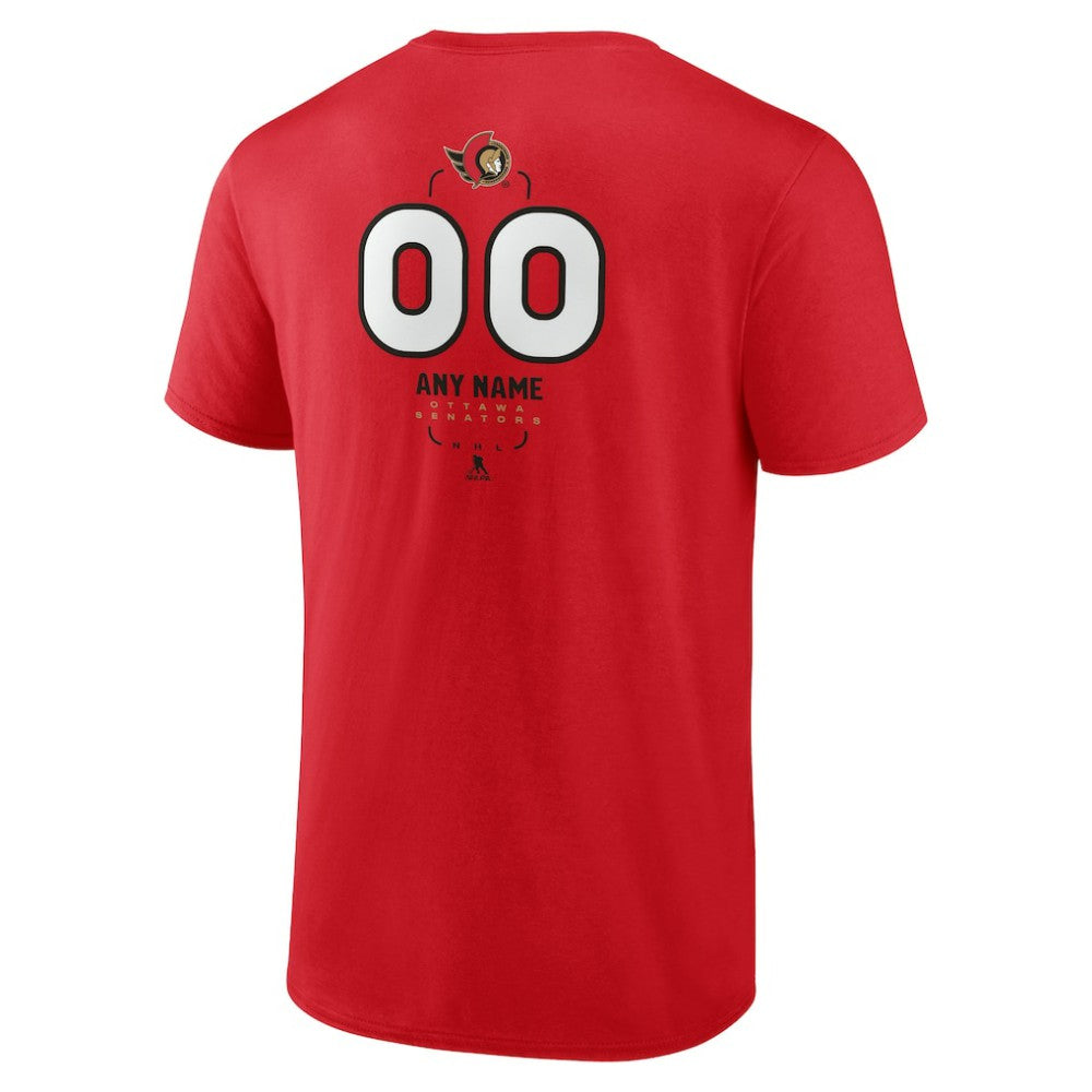 Ottawa Senators Personalized Name & Number Midfielder T-Shirt - Red | US 202441208