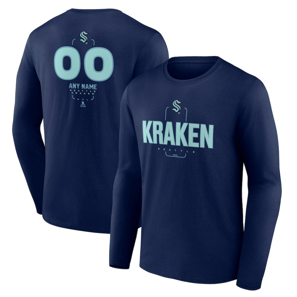 Seattle Kraken Personalized Name & Number Midfielder Long Sleeve T-Shirt - Deep Sea Blue | US 202441211