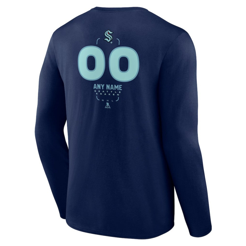Seattle Kraken Personalized Name & Number Midfielder Long Sleeve T-Shirt - Deep Sea Blue | US 202441211
