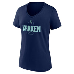 Seattle Kraken Women's Personalized Name & Number Midfielder V-Neck T-Shirt - Deep Sea Blue | US 202441215