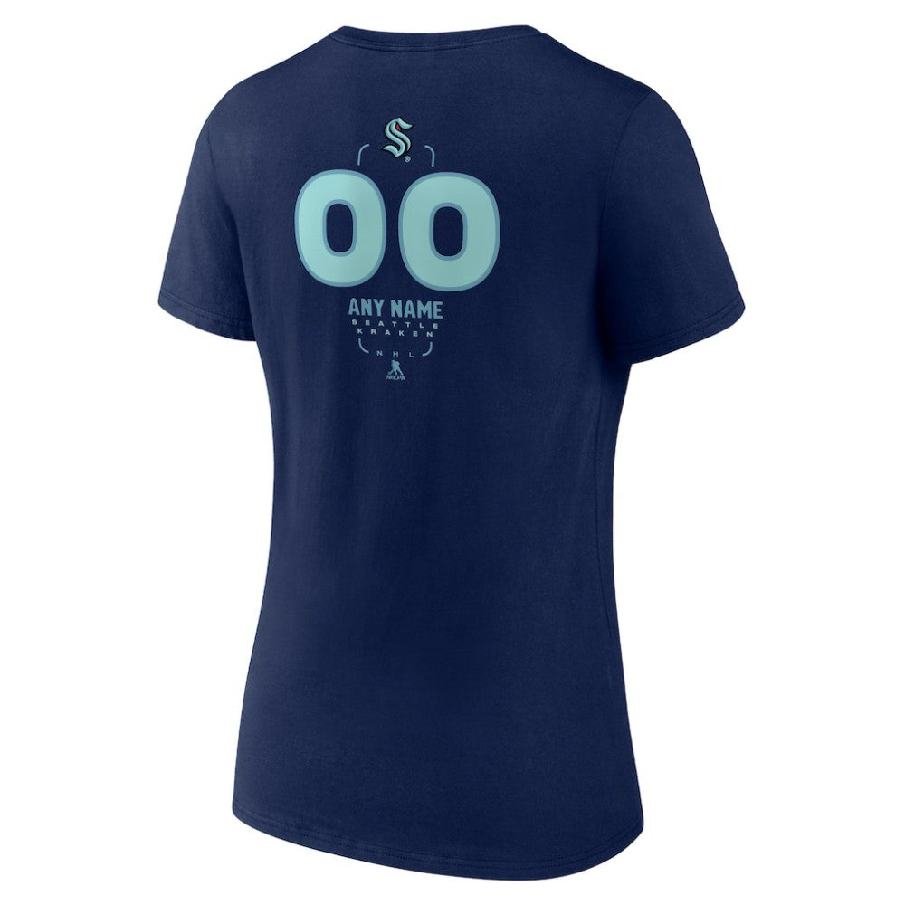 Seattle Kraken Women's Personalized Name & Number Midfielder V-Neck T-Shirt - Deep Sea Blue | US 202441215