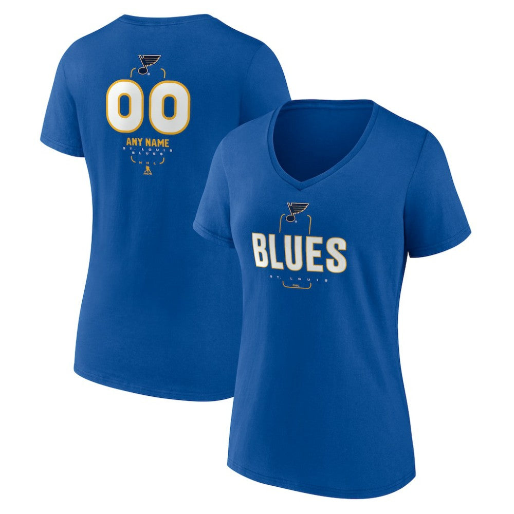 St. Louis Blues Women's Personalized Name & Number Midfielder V-Neck T-Shirt - Blue | US 202441220