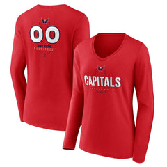 Washington Capitals Women's Personalized Name & Number Midfielder Long Sleeve V-Neck T-Shirt - Red | US 202441224