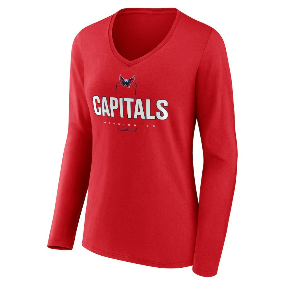 Washington Capitals Women's Personalized Name & Number Midfielder Long Sleeve V-Neck T-Shirt - Red | US 202441224