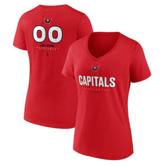 Washington Capitals Women's Personalized Name & Number Midfielder V-Neck T-Shirt - Red | US 202441225