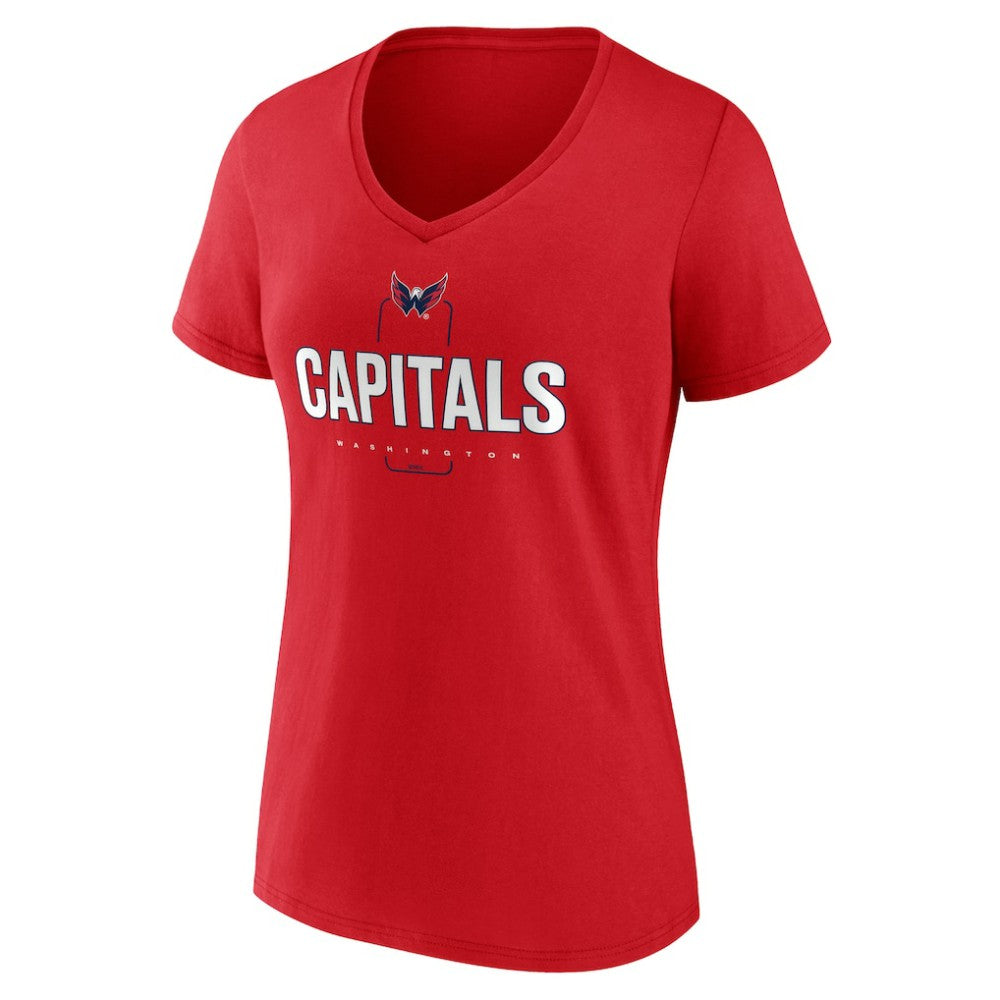 Washington Capitals Women's Personalized Name & Number Midfielder V-Neck T-Shirt - Red | US 202441225