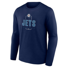 Winnipeg Jets Personalized Name & Number Midfielder Long Sleeve T-Shirt - Navy | US 202441226