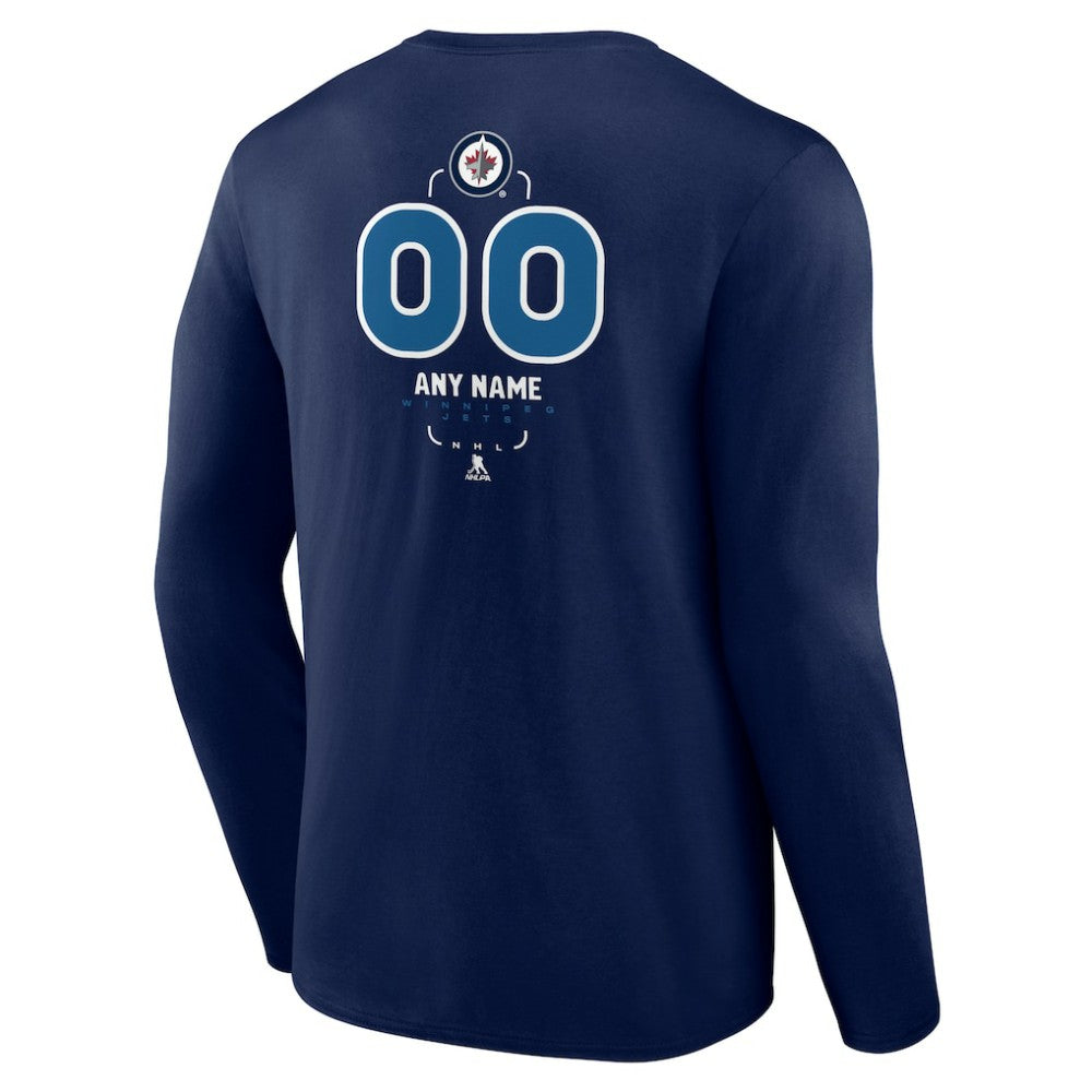 Winnipeg Jets Personalized Name & Number Midfielder Long Sleeve T-Shirt - Navy | US 202441226