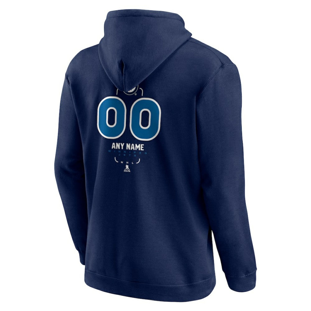 Winnipeg Jets Personalized Name & Number Midfielder Pullover Hoodie - Navy | US 202441227