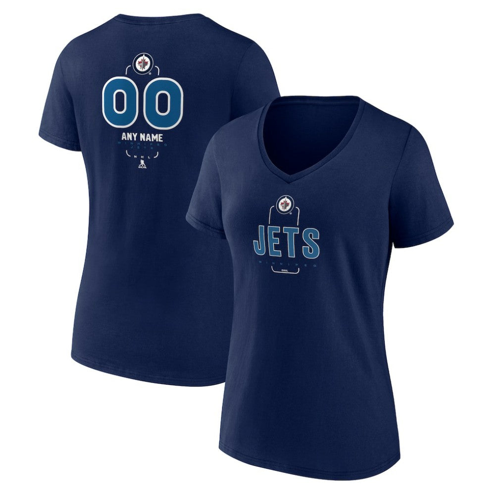 Winnipeg Jets Women's Personalized Name & Number Midfielder V-Neck T-Shirt - Navy | US 202441230