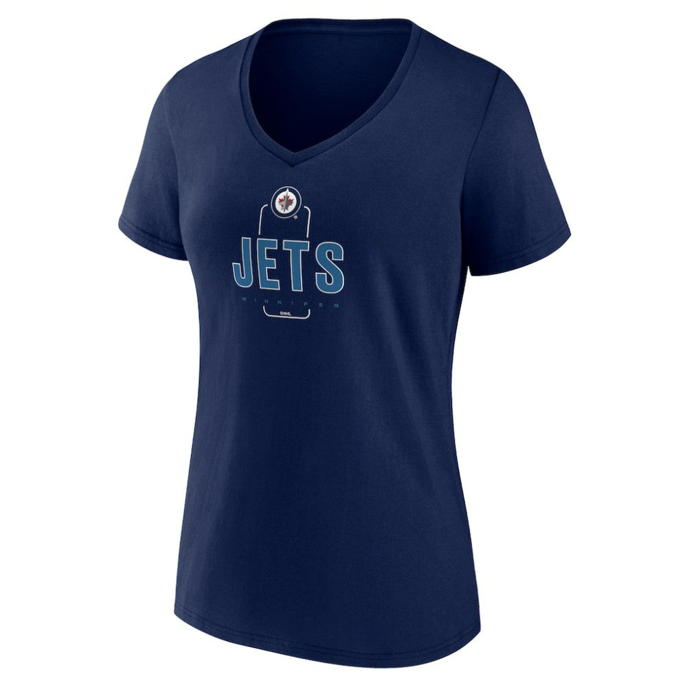 Winnipeg Jets Women's Personalized Name & Number Midfielder V-Neck T-Shirt - Navy | US 202441230