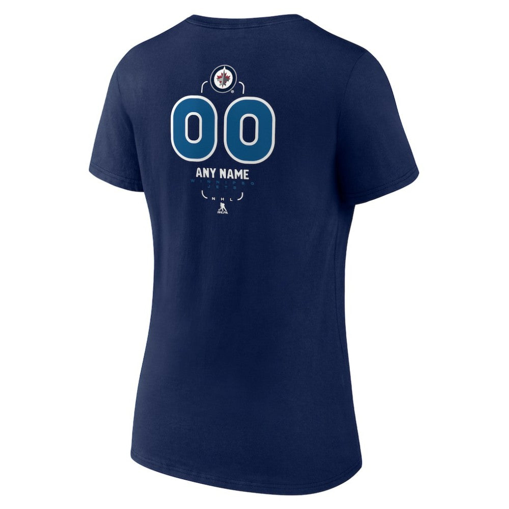 Winnipeg Jets Women's Personalized Name & Number Midfielder V-Neck T-Shirt - Navy | US 202441230