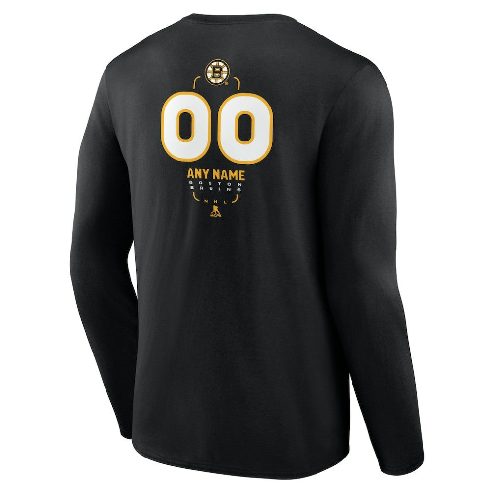 Boston Bruins Personalized Name & Number Midfielder Long Sleeve T-Shirt - Black | US 202441335