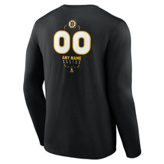 Boston Bruins Personalized Name & Number Midfielder Long Sleeve T-Shirt - Black | US 202441335