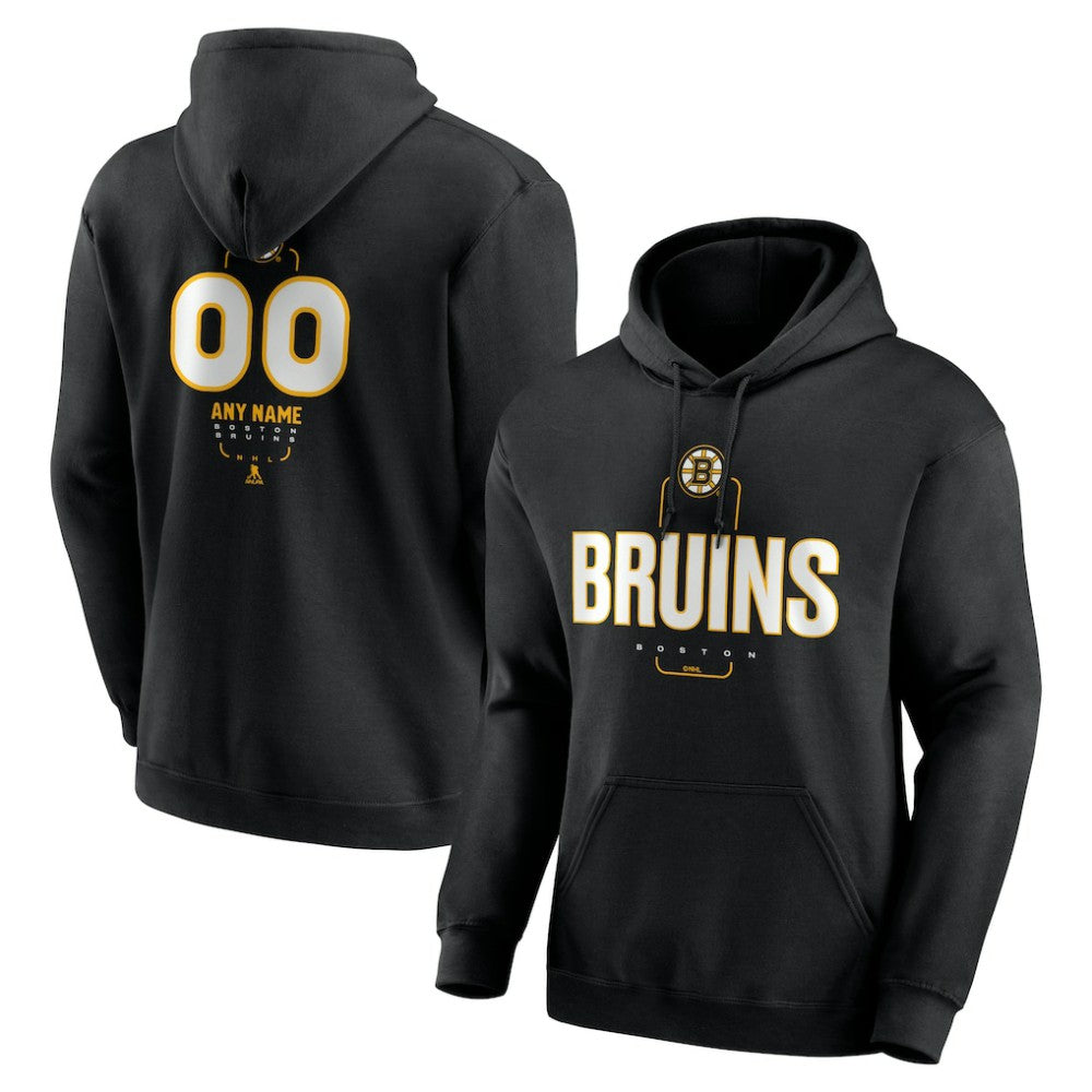 Boston Bruins Personalized Name & Number Midfielder Pullover Hoodie - Black | US 202441336