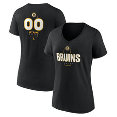 Boston Bruins Women's Personalized Name & Number Midfielder V-Neck T-Shirt - Black | US 202441339