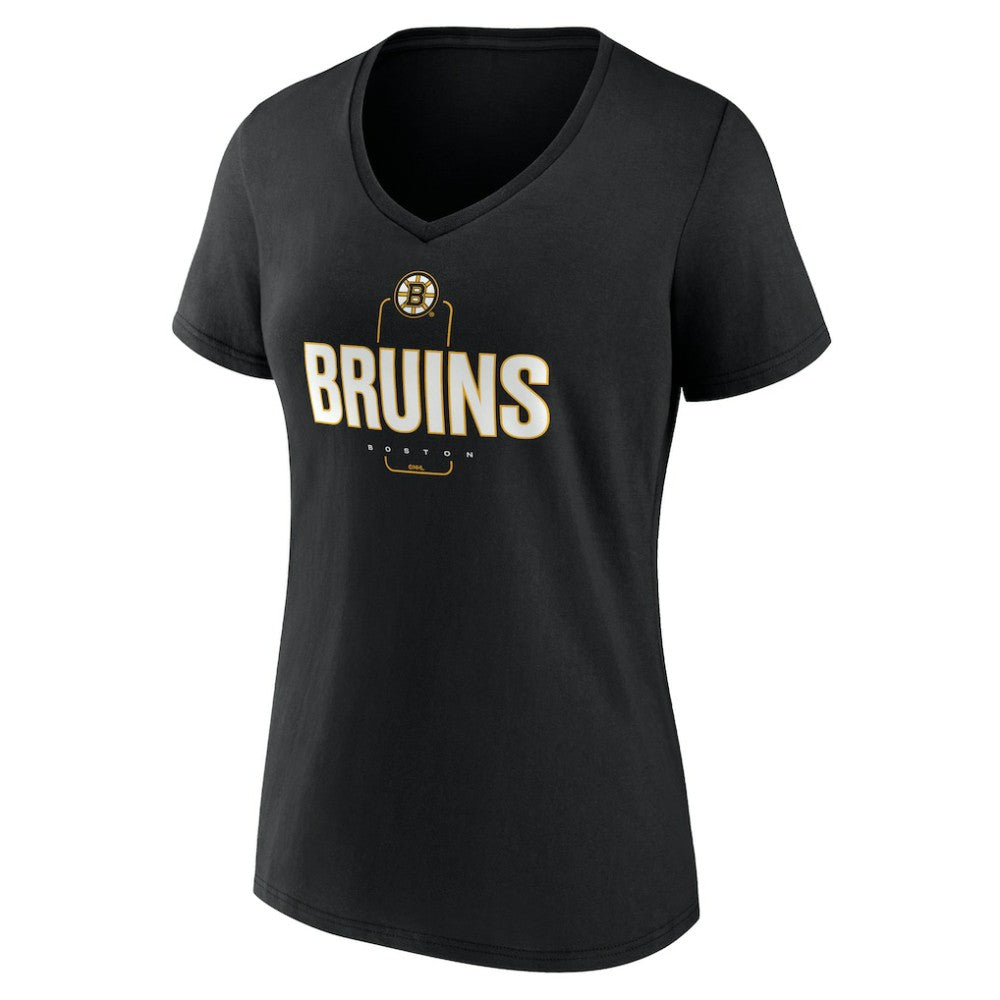 Boston Bruins Women's Personalized Name & Number Midfielder V-Neck T-Shirt - Black | US 202441339