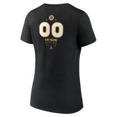 Boston Bruins Women's Personalized Name & Number Midfielder V-Neck T-Shirt - Black | US 202441339