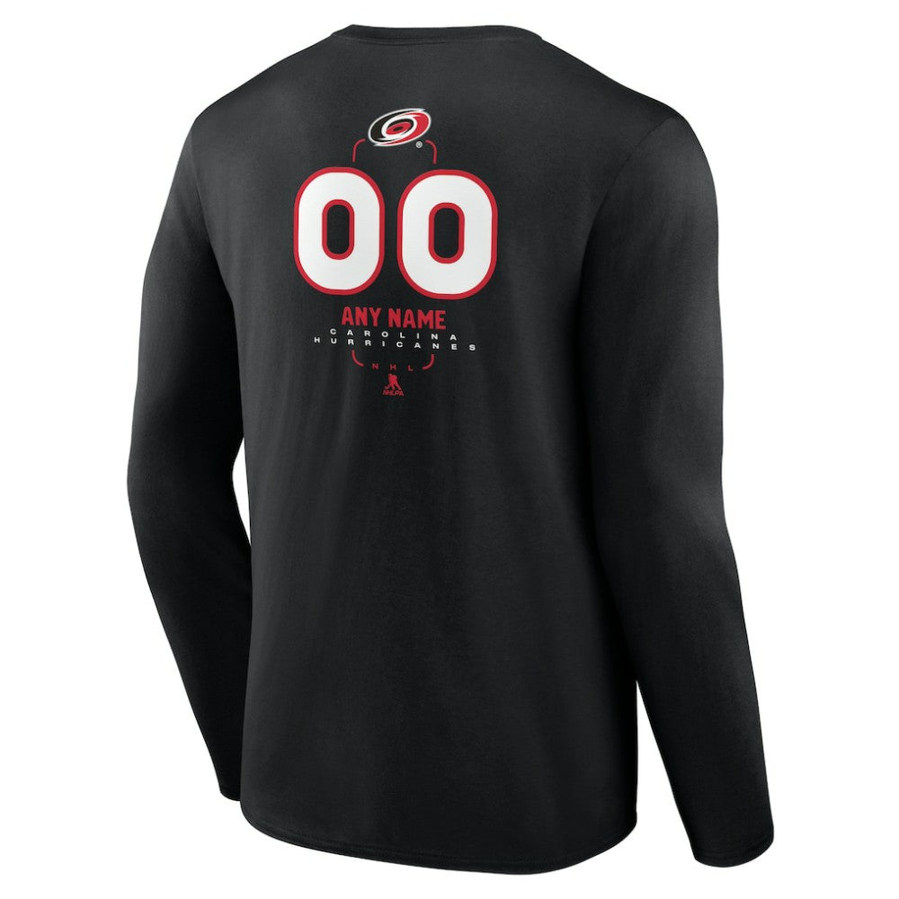 Carolina Hurricanes Personalized Name & Number Midfielder Long Sleeve T-Shirt - Black | US 202441340