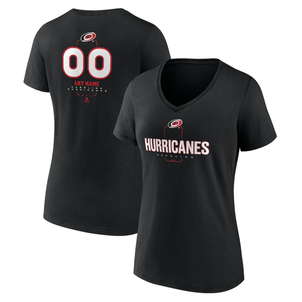 Carolina Hurricanes Women's Personalized Name & Number Midfielder V-Neck T-Shirt - Black | US 202441344