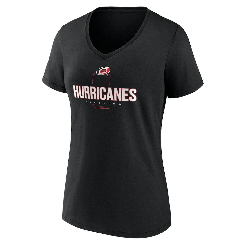 Carolina Hurricanes Women's Personalized Name & Number Midfielder V-Neck T-Shirt - Black | US 202441344