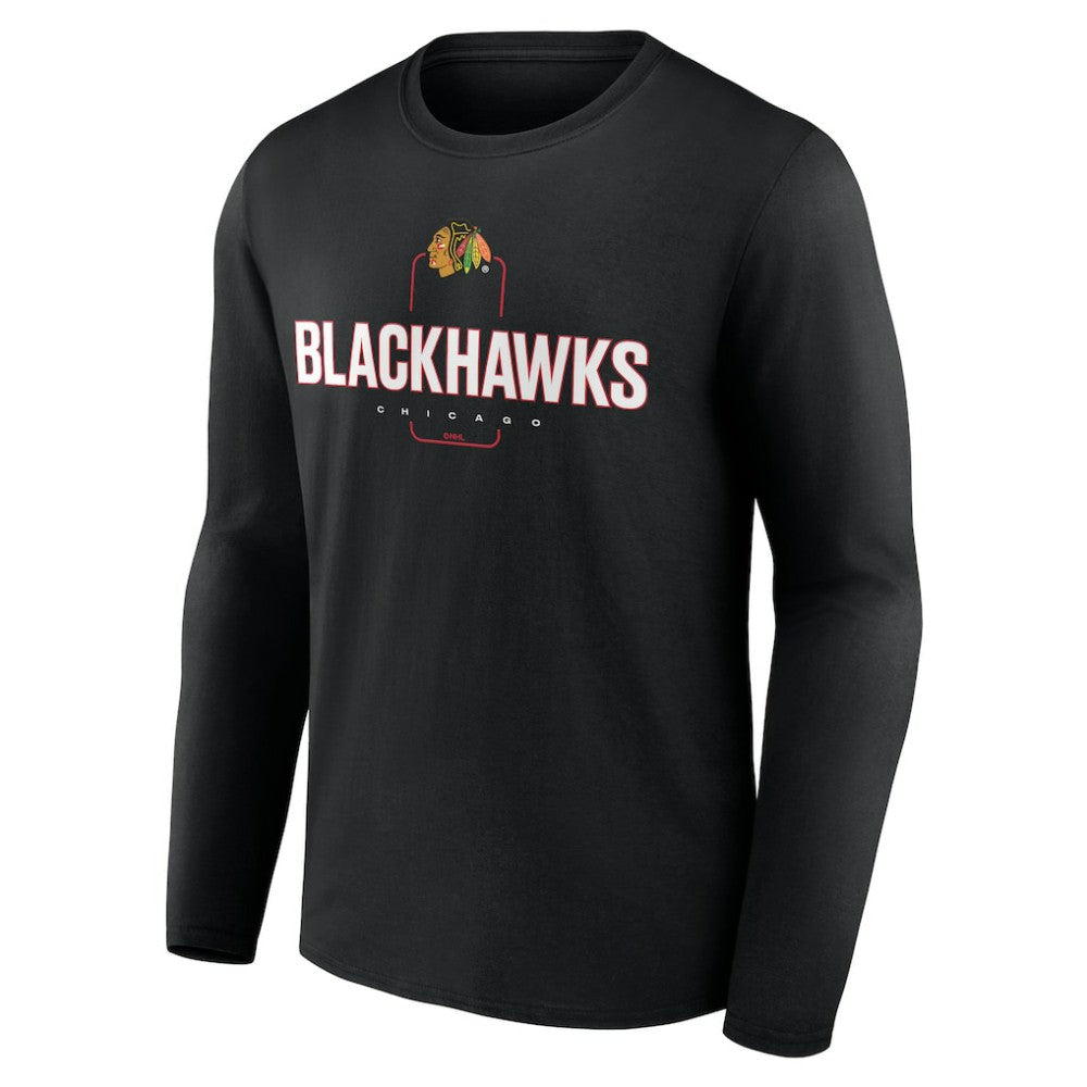 Chicago Blackhawks Personalized Name & Number Midfielder Long Sleeve T-Shirt - Black | US 202441345