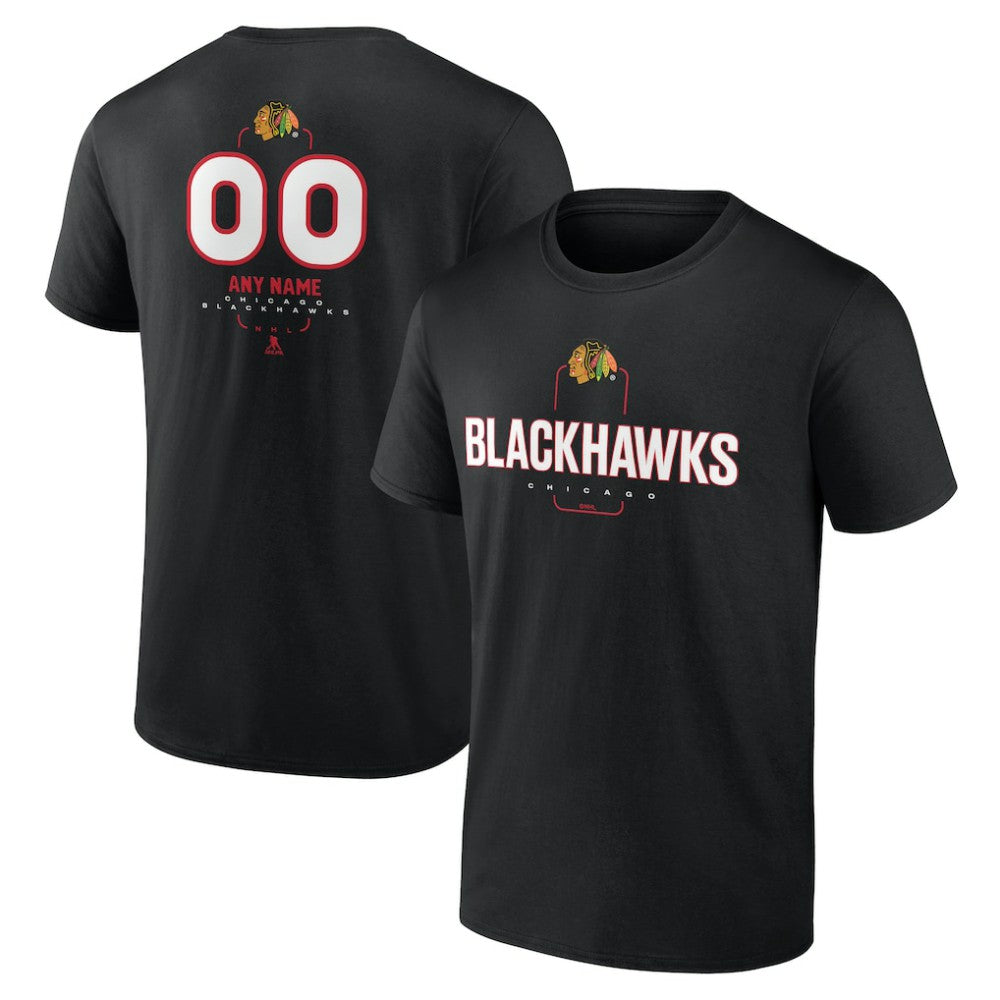 Chicago Blackhawks Personalized Name & Number Midfielder T-Shirt - Black | US 202441347