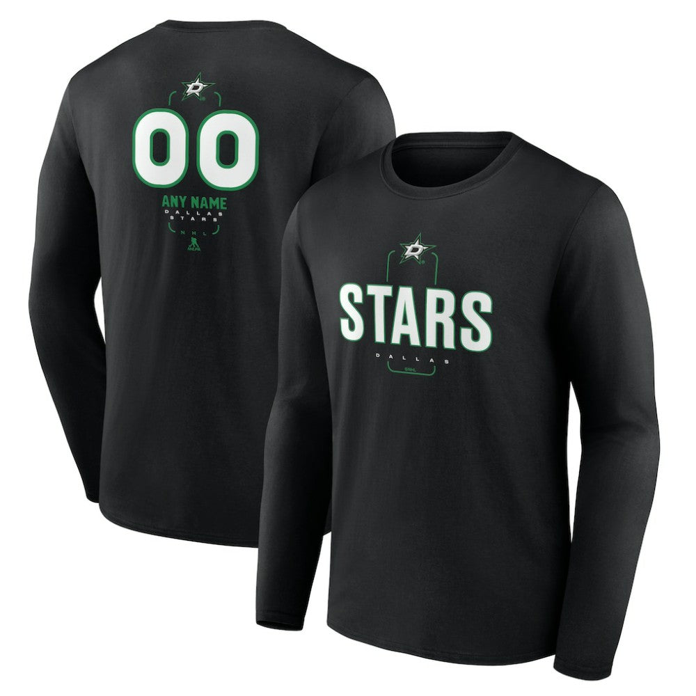 Dallas Stars Personalized Name & Number Midfielder Long Sleeve T-Shirt - Black | US 202441350