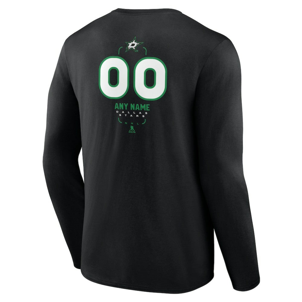 Dallas Stars Personalized Name & Number Midfielder Long Sleeve T-Shirt - Black | US 202441350
