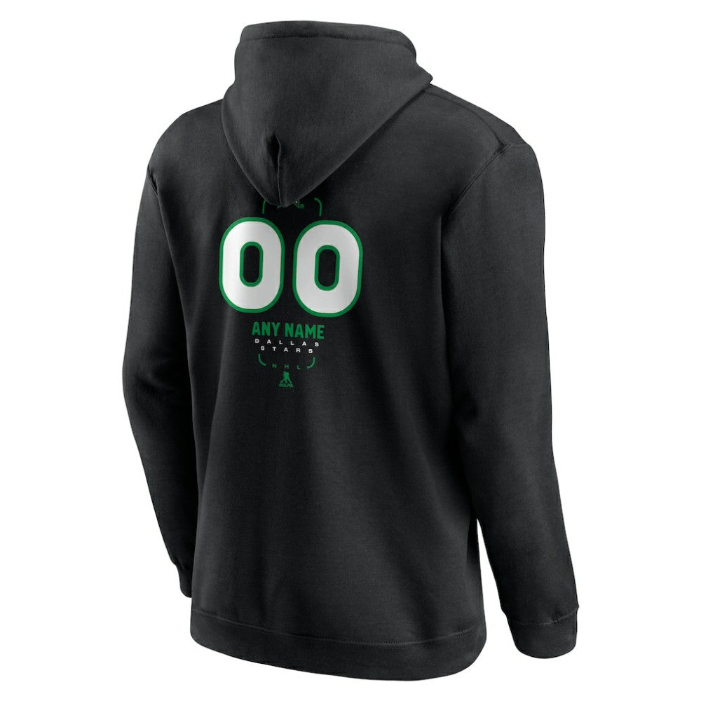 Dallas Stars Personalized Name & Number Midfielder Pullover Hoodie - Black | US 202441351