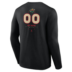 Minnesota Wild Personalized Name & Number Midfielder Long Sleeve T-Shirt - Black | US 202441355
