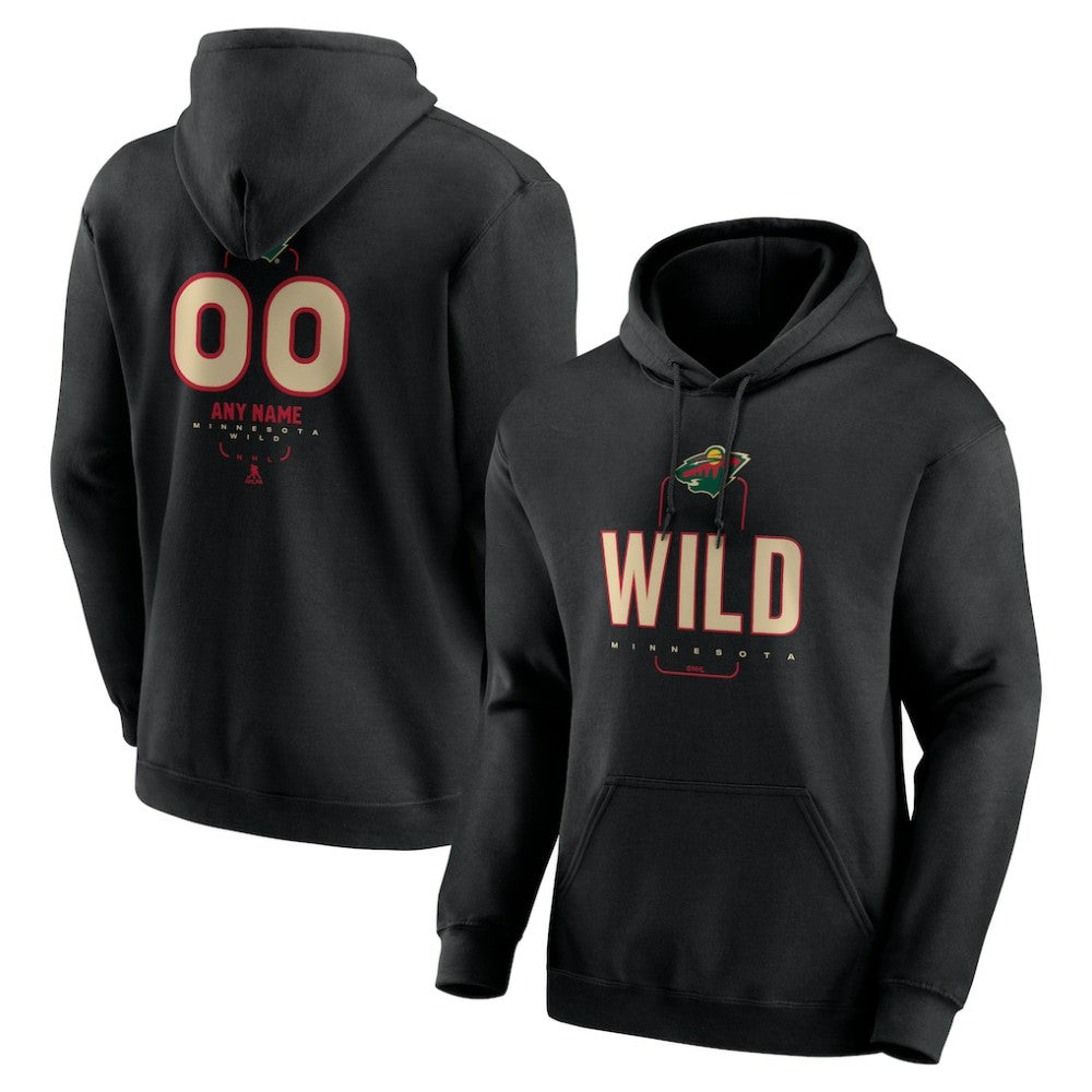 Minnesota Wild Personalized Name & Number Midfielder Pullover Hoodie - Black | US 202441356