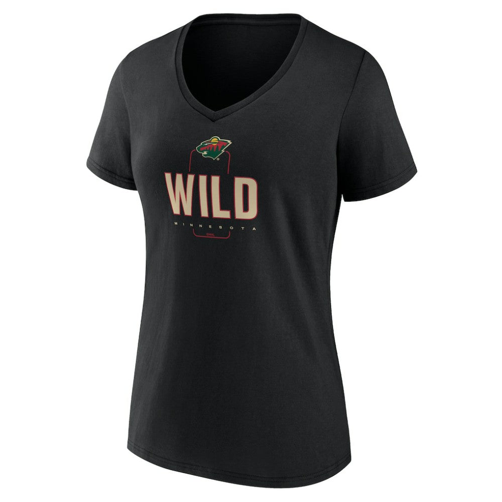 Minnesota Wild Women's Personalized Name & Number Midfielder V-Neck T-Shirt - Black | US 202441359