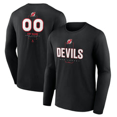 New Jersey Devils Personalized Name & Number Midfielder Long Sleeve T-Shirt - Black | US 202441360