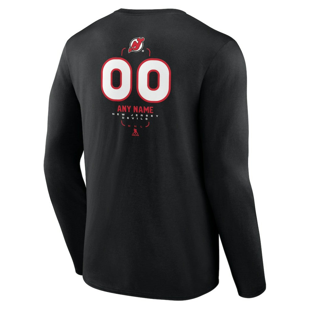 New Jersey Devils Personalized Name & Number Midfielder Long Sleeve T-Shirt - Black | US 202441360