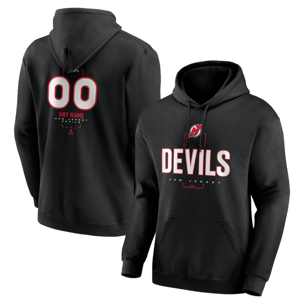 New Jersey Devils Personalized Name & Number Midfielder Pullover Hoodie - Black | US 202441361