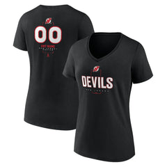 New Jersey Devils Women's Personalized Name & Number Midfielder V-Neck T-Shirt - Black | US 202441364