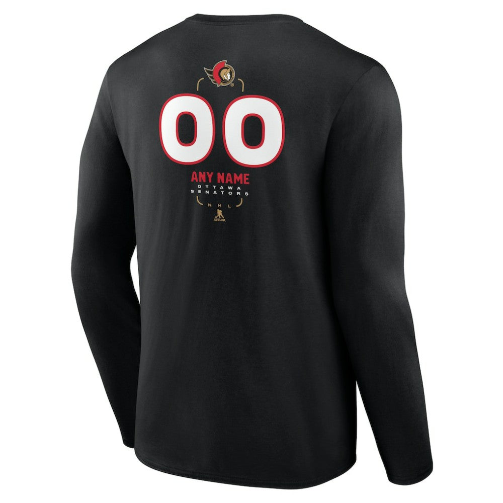 Ottawa Senators Personalized Name & Number Midfielder Long Sleeve T-Shirt - Black | US 202441365