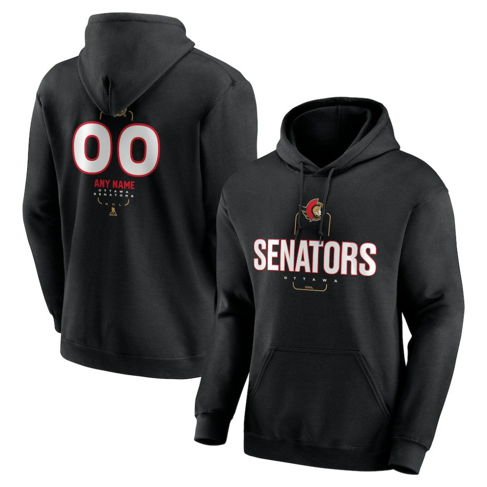 Ottawa Senators Personalized Name & Number Midfielder Pullover Hoodie - Black | US 202441366
