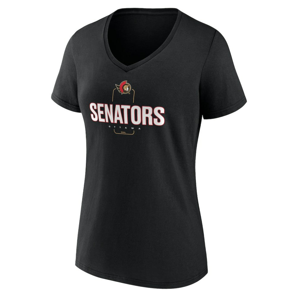 Ottawa Senators Women's Personalized Name & Number Midfielder V-Neck T-Shirt - Black | US 202441369