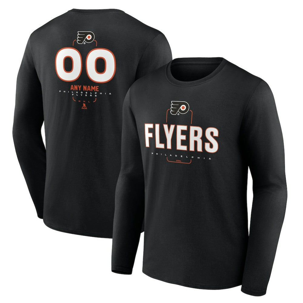 Philadelphia Flyers Personalized Name & Number Midfielder Long Sleeve T-Shirt - Black | US 202441370