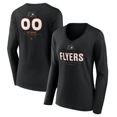 Philadelphia Flyers Women's Personalized Name & Number Midfielder Long Sleeve V-Neck T-Shirt - Black | US 202441373