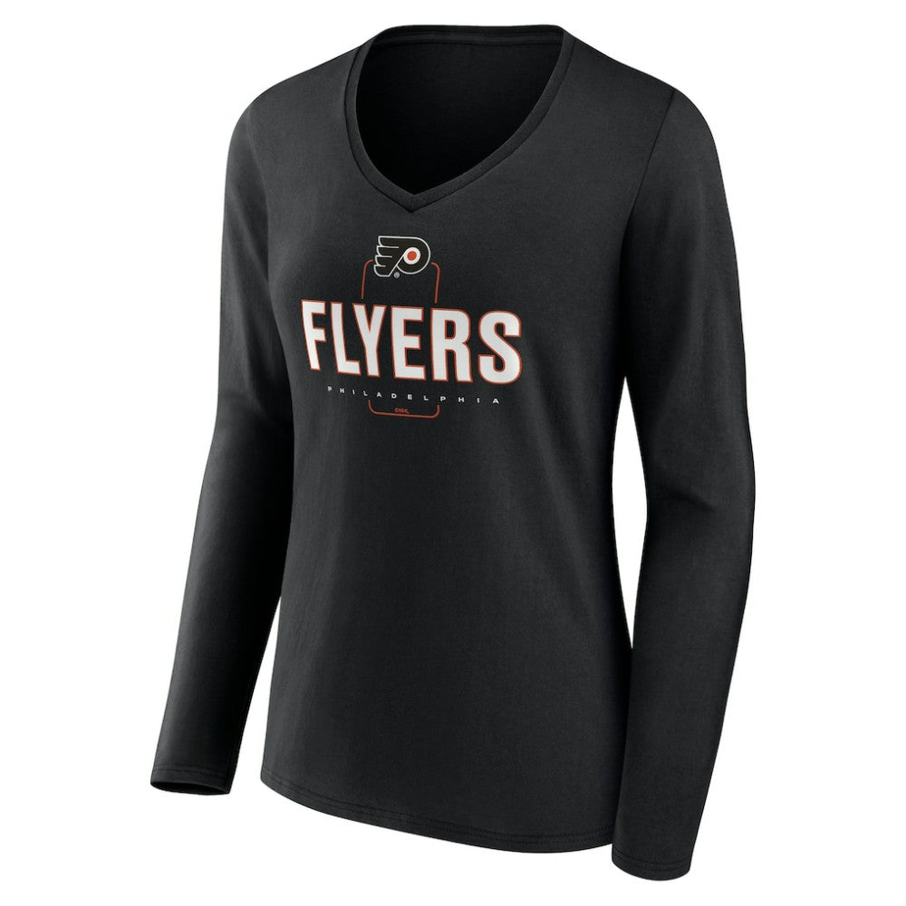 Philadelphia Flyers Women's Personalized Name & Number Midfielder Long Sleeve V-Neck T-Shirt - Black | US 202441373