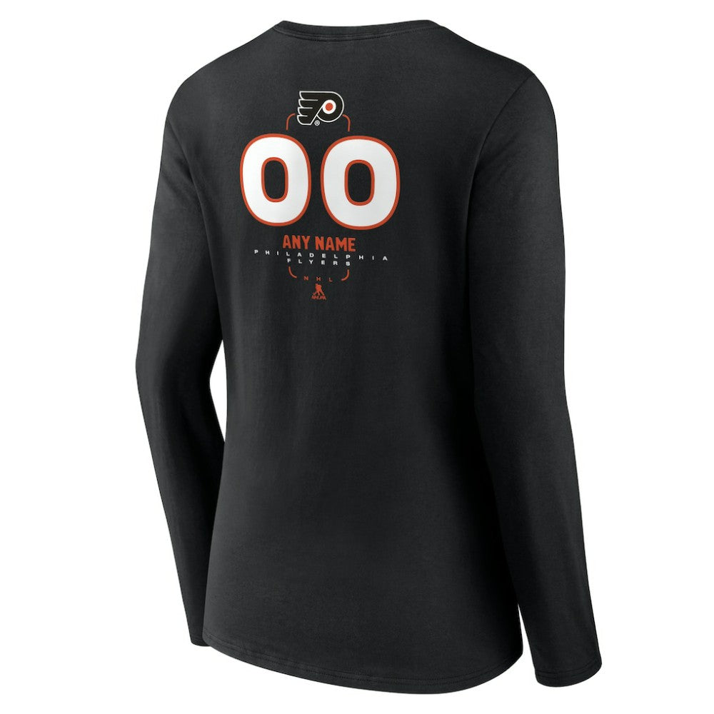 Philadelphia Flyers Women's Personalized Name & Number Midfielder Long Sleeve V-Neck T-Shirt - Black | US 202441373
