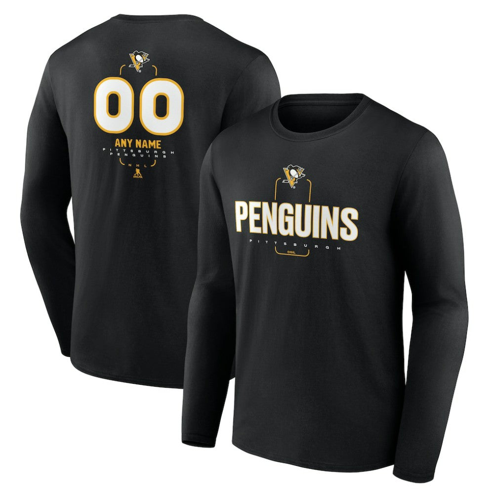 Pittsburgh Penguins Personalized Name & Number Midfielder Long Sleeve T-Shirt - Black | US 202441375