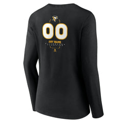 Pittsburgh Penguins Women's Personalized Name & Number Midfielder Long Sleeve V-Neck T-Shirt - Black | US 202441378